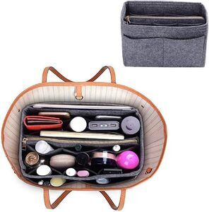 Handbag Tote Purse Organizer Insert‎ with Metal Zipper (Size XL)
